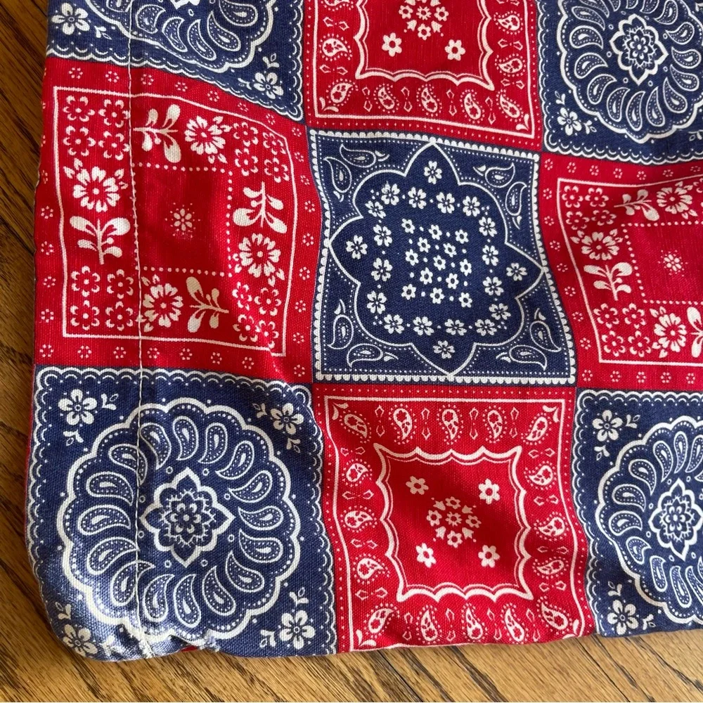 Patchwork Bandana Pillow Cover by San Diego Now Designs in Red White Blue 70s